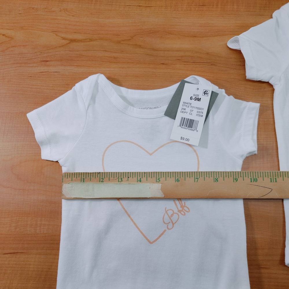 Grayson Mini Baby Bodysuit Bundle 3pk White‎ Yellow Heart Sunshine 6-9M 18M 24M - Picture 2 of 10